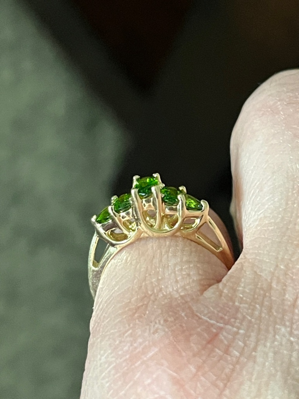 14K Yellow Gold Ring with Diopside Gem Accents - Picture 3 of 13